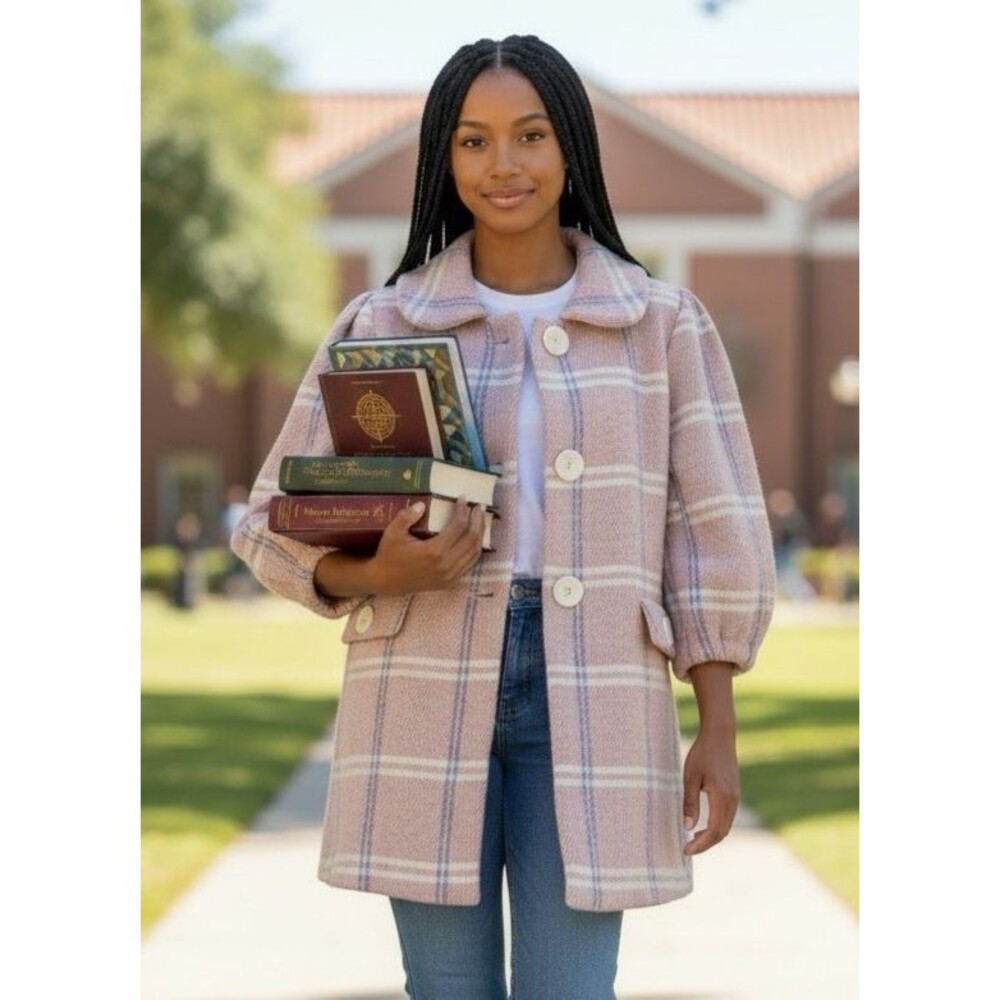 Azel hazel hazel haze haze Anthropologie womens plaid midi coat sz M coquette